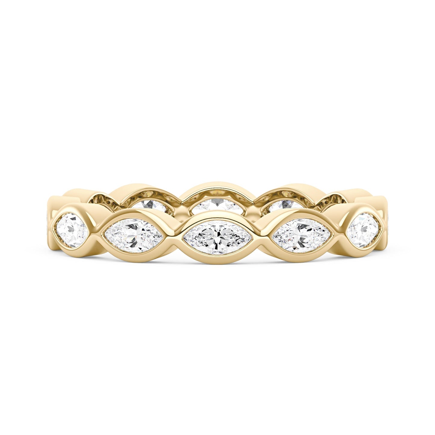 Marquise Shaped Moissanite Bezel Eternity Band