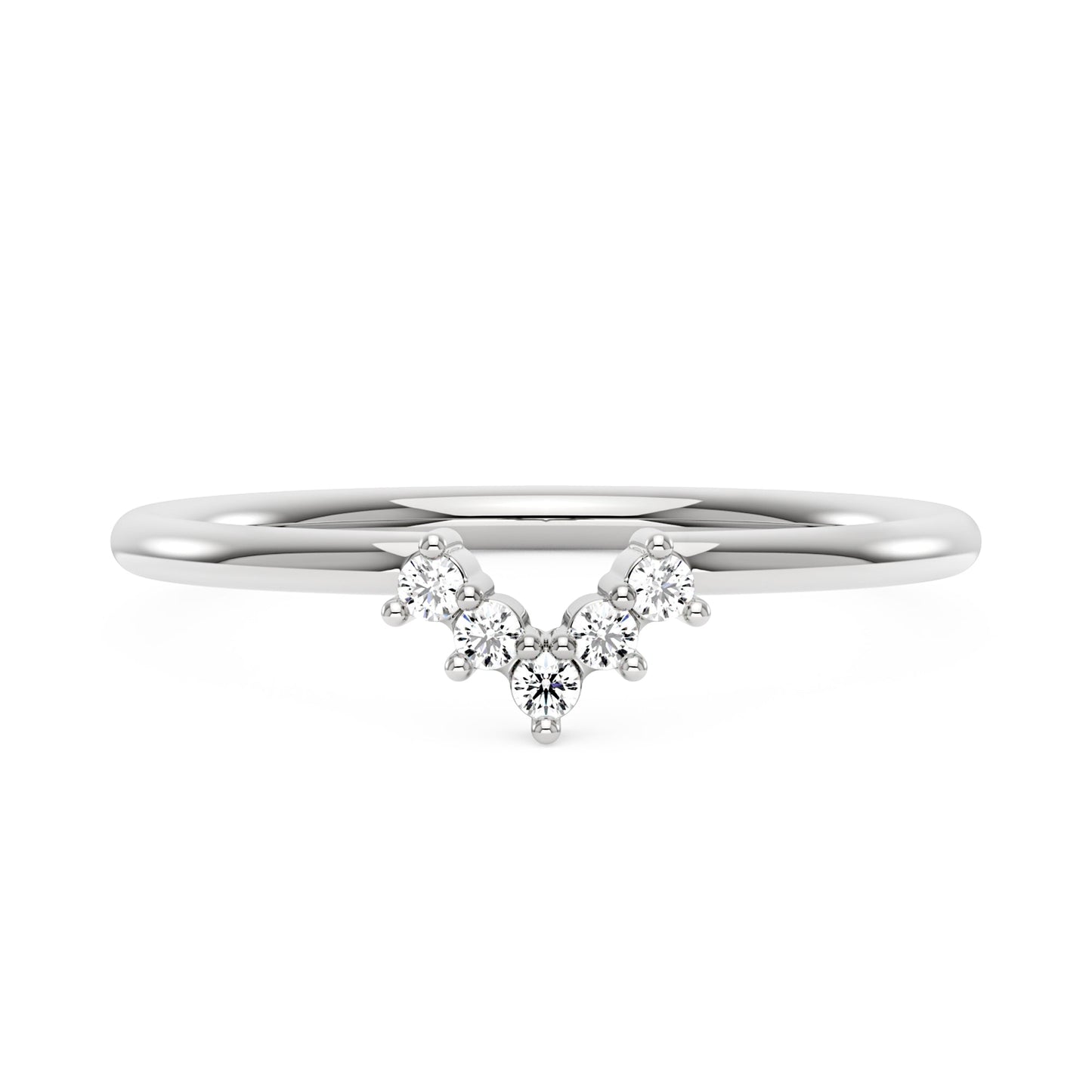 Arched Round 5 Stone Moissanite Wedding Band