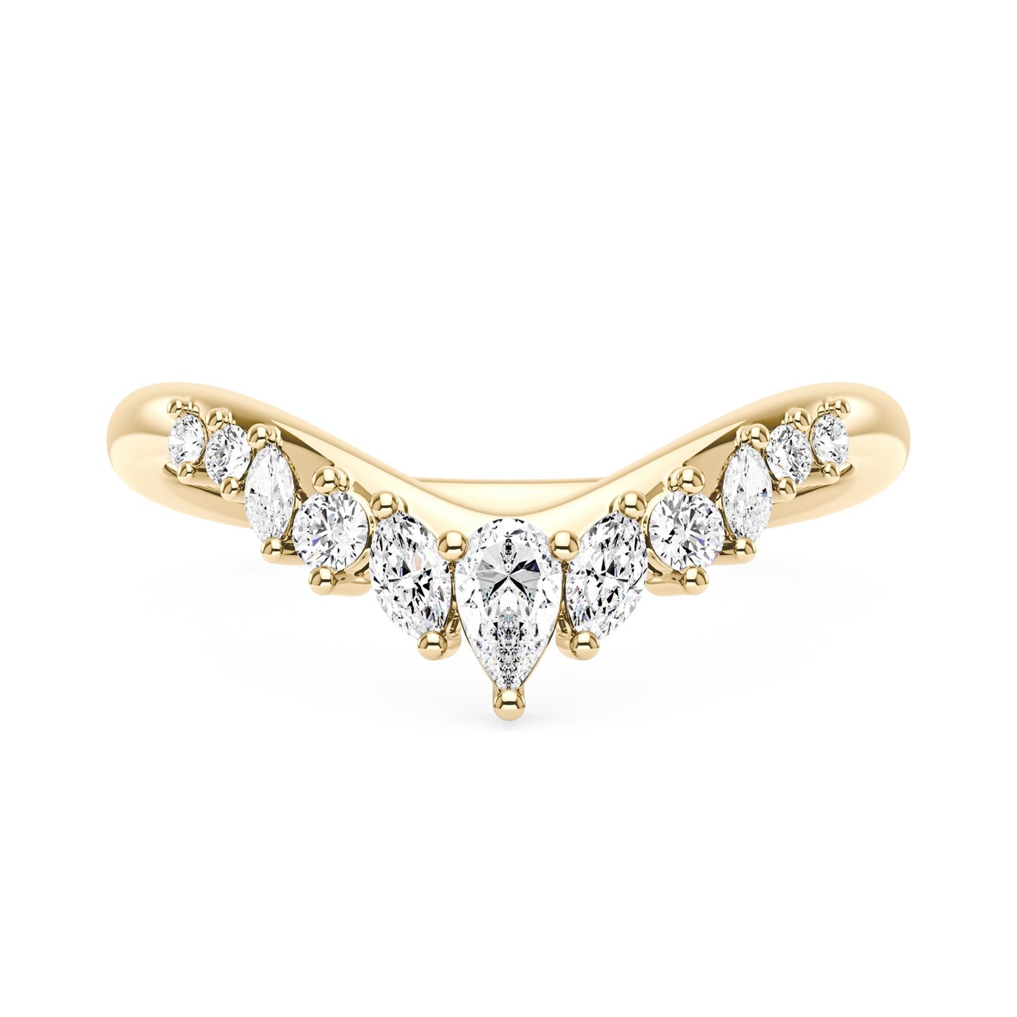 Arched Pear Marquise Moissanite Wedding Band