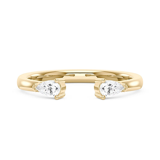 Twin Pear Moissanite Open Wedding Band Ring