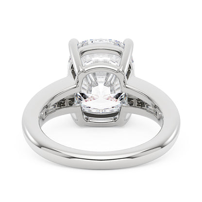 4 Carat Elongated Cushion Cut Moissanite Solitaire Engagement Ring