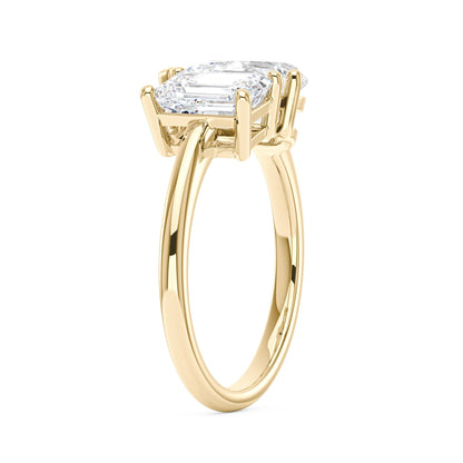 Emerald and Pear Moissanite Toi et Moi Ring