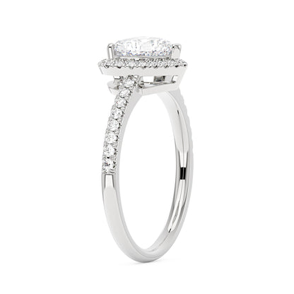 Heart Moissanite Halo Ring with Pavé Band