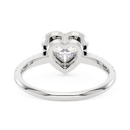 Heart Moissanite Halo Ring with Pavé Band