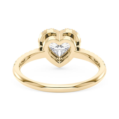 Heart Moissanite Halo Ring with Pavé Band