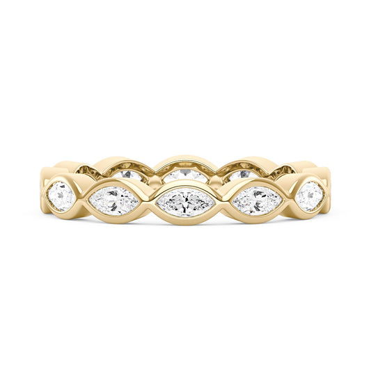 Marquise Shaped Moissanite Bezel Eternity Band
