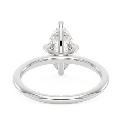 Marquise Shaped Moissanite Solitaire Ring with Hidden Halo