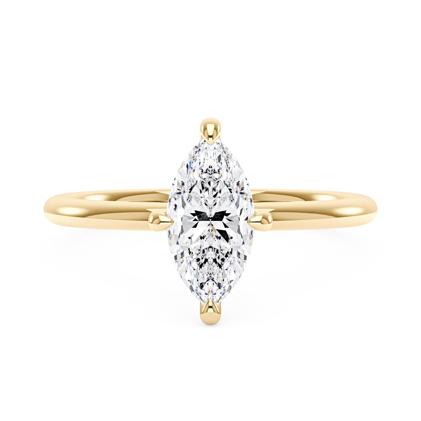 Marquise Shaped Moissanite Solitaire Ring with Hidden Halo