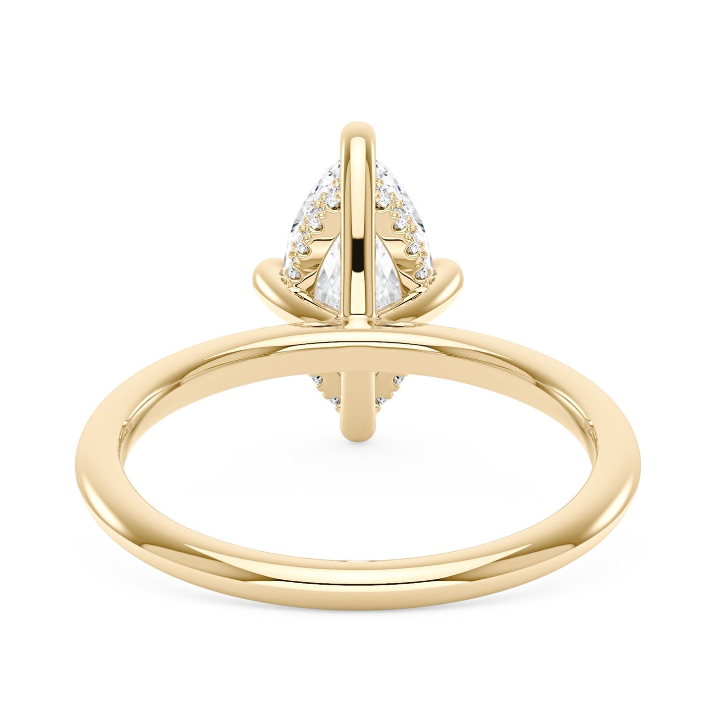 Marquise Shaped Moissanite Solitaire Ring with Hidden Halo