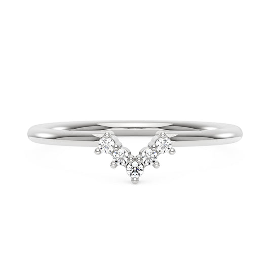 Arched Round 5 Stone Moissanite Wedding Band