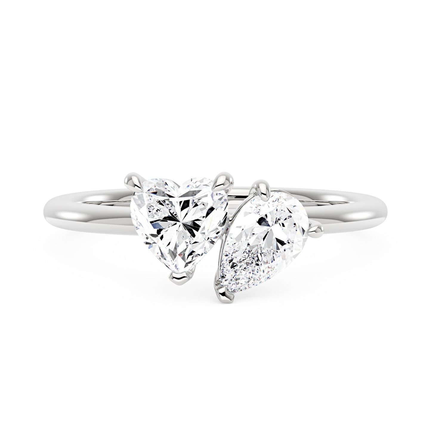 Pear Heart Moissanite Toi et Moi Ring