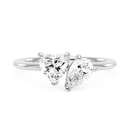 Pear Heart Moissanite Toi et Moi Ring