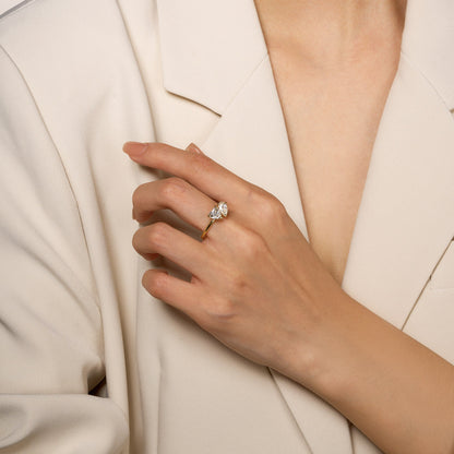 Pear Heart Moissanite Toi et Moi Ring