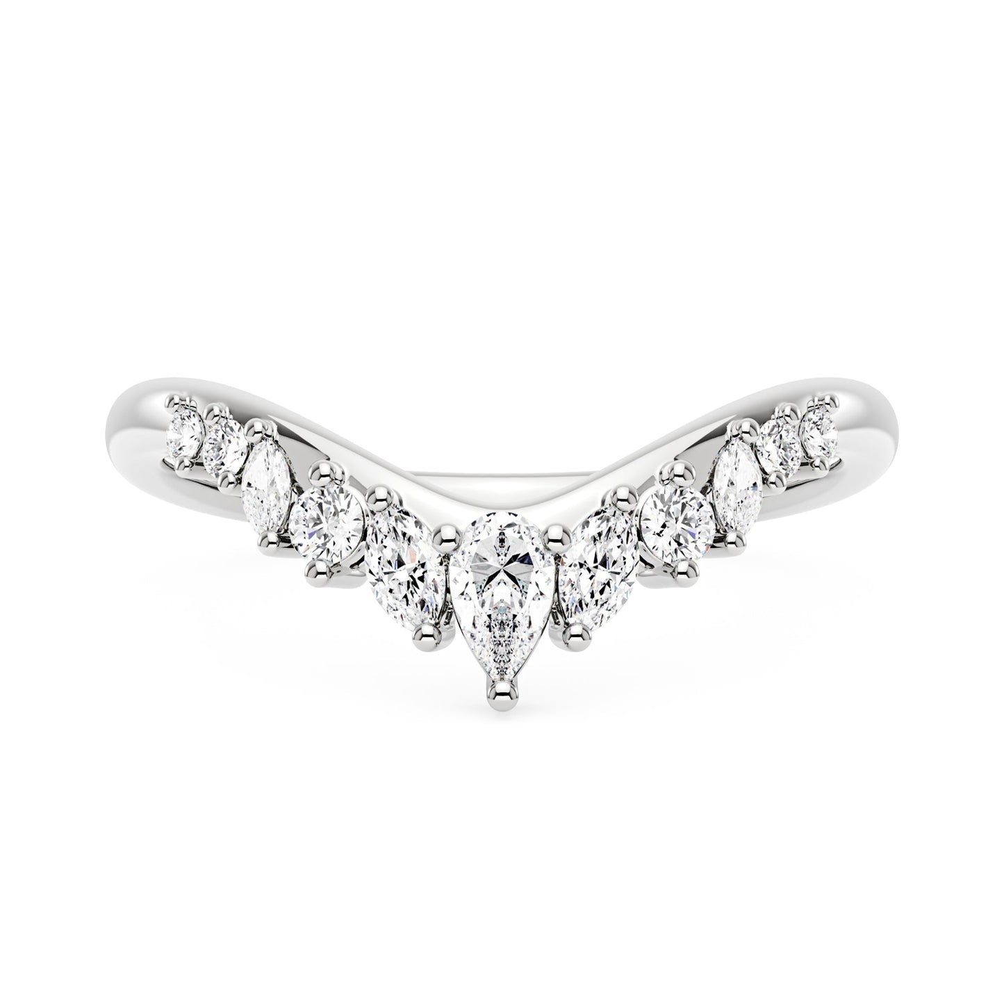 Arched Pear Marquise Moissanite Wedding Band