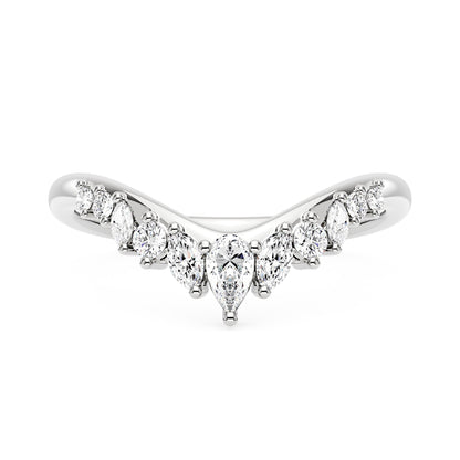 Arched Pear Marquise Moissanite Wedding Band