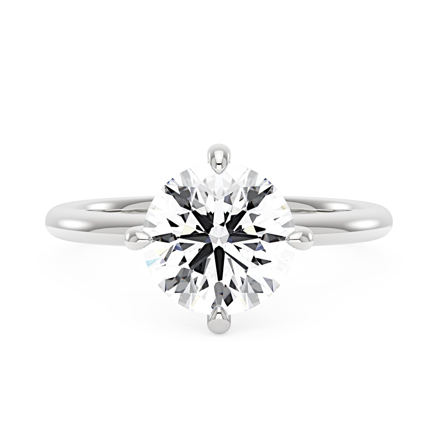 4 Carat Round Brilliant Cut Moissanite Solitaire Ring with Hidden Halo