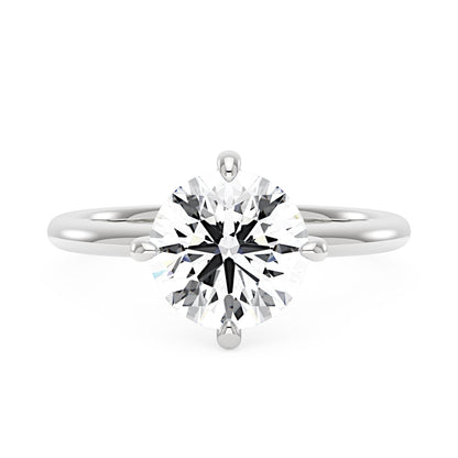 4 Carat Round Brilliant Cut Moissanite Solitaire Ring with Hidden Halo