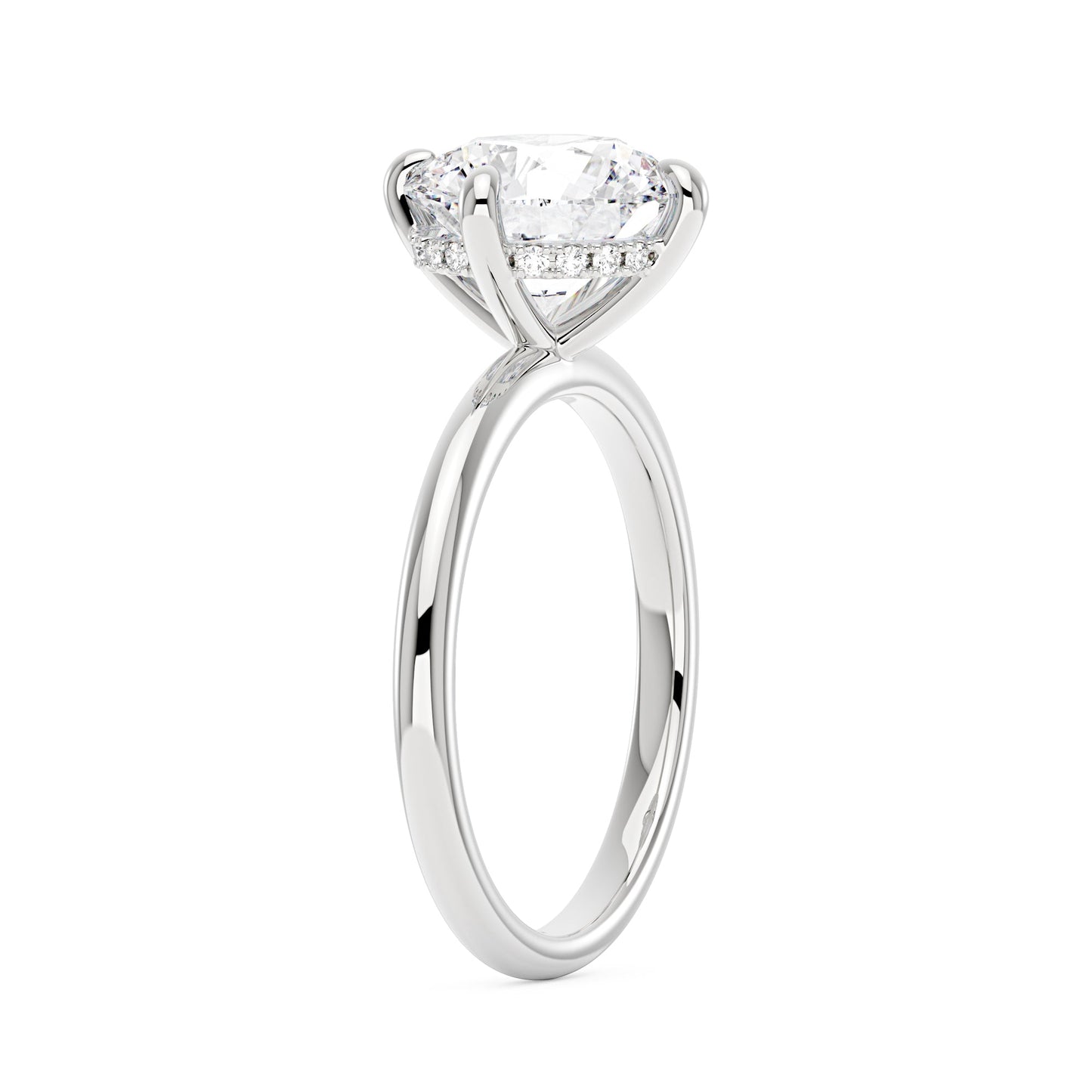 4 Carat Round Brilliant Cut Moissanite Solitaire Ring with Hidden Halo