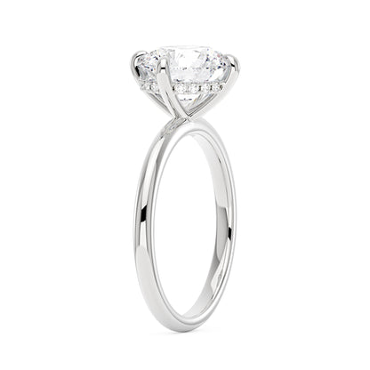 4 Carat Round Brilliant Cut Moissanite Solitaire Ring with Hidden Halo
