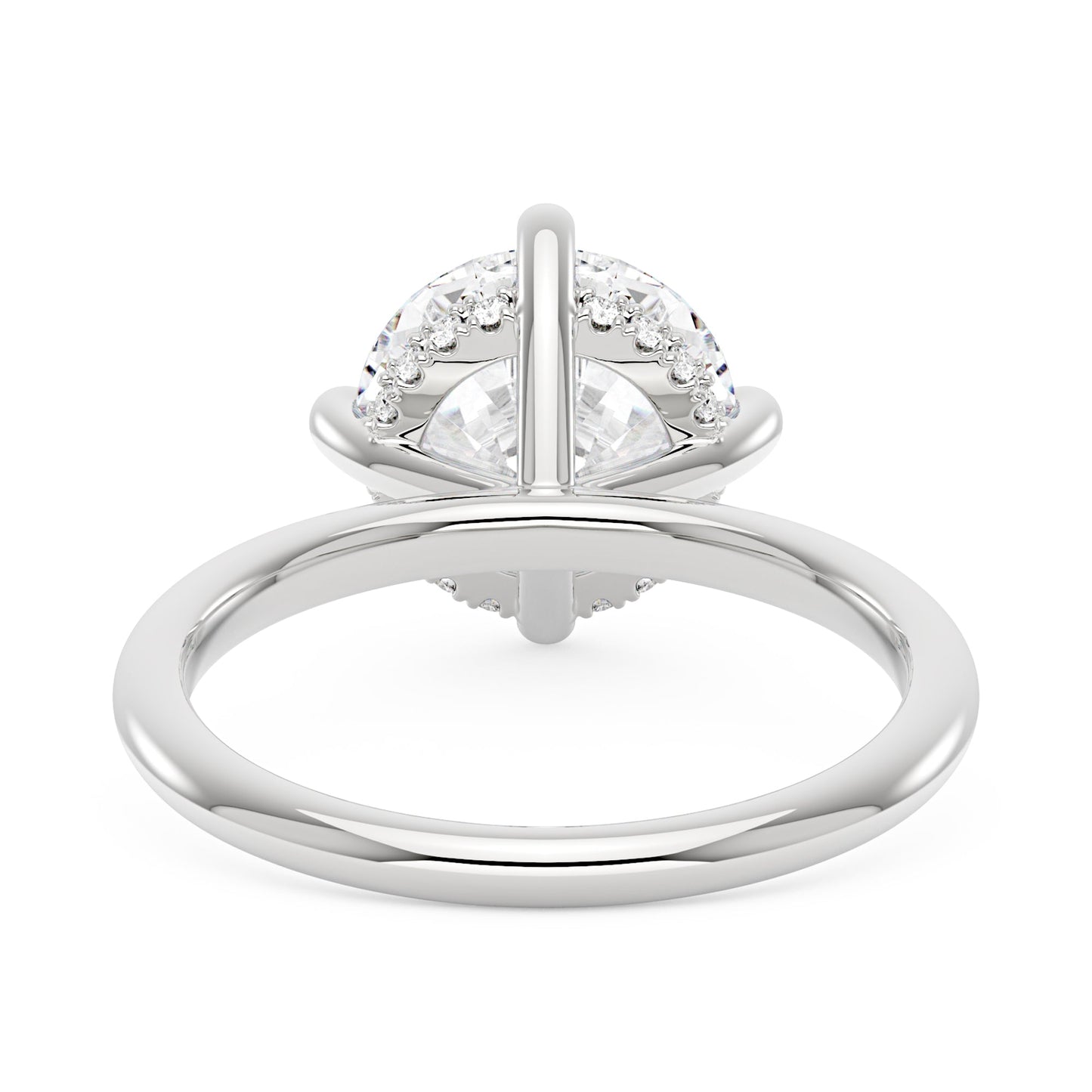 4 Carat Round Brilliant Cut Moissanite Solitaire Ring with Hidden Halo