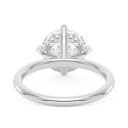 4 Carat Round Brilliant Cut Moissanite Solitaire Ring with Hidden Halo