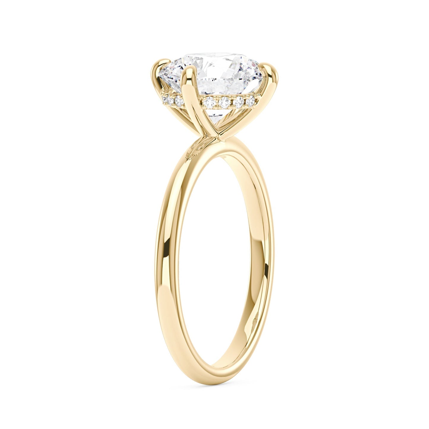 4 Carat Round Brilliant Cut Moissanite Solitaire Ring with Hidden Halo