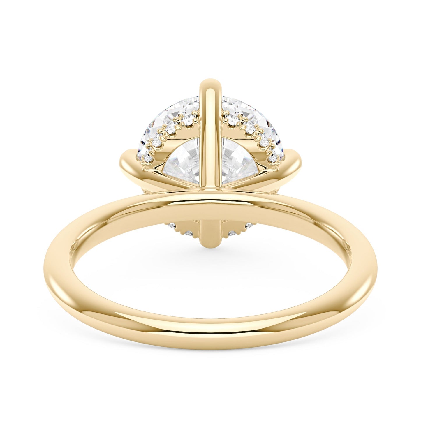 4 Carat Round Brilliant Cut Moissanite Solitaire Ring with Hidden Halo