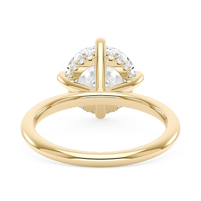 4 Carat Round Brilliant Cut Moissanite Solitaire Ring with Hidden Halo